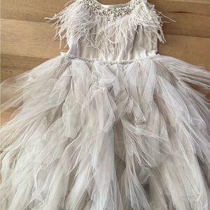 Tutu Du Monde White Feathered Formal Dress